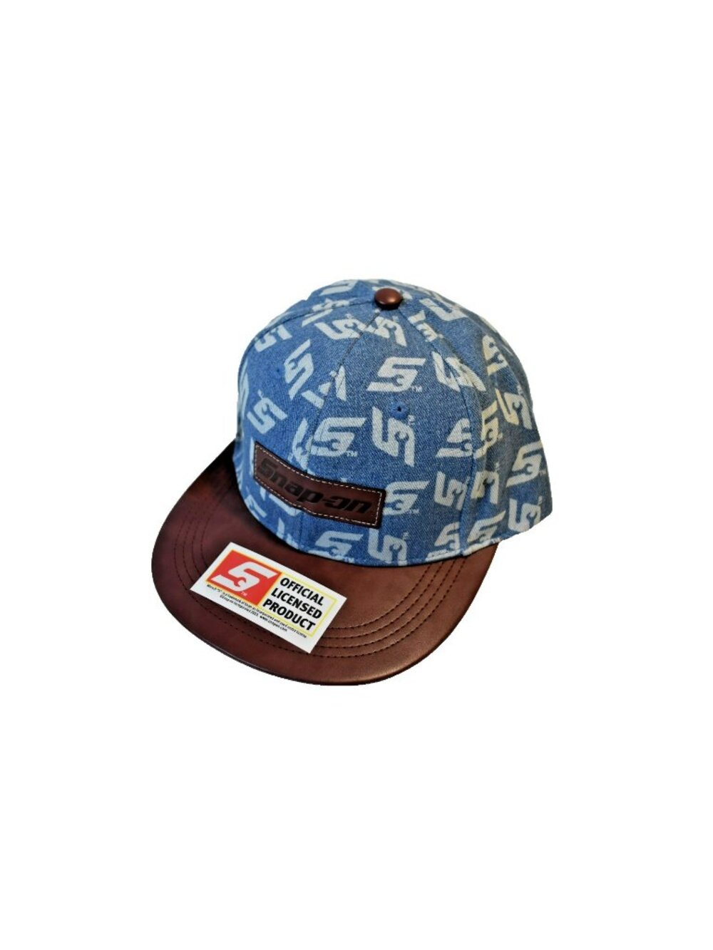 Snap on Tools K-Products Adjustable Hat Faux Leather Brim Blue Brown Promotional